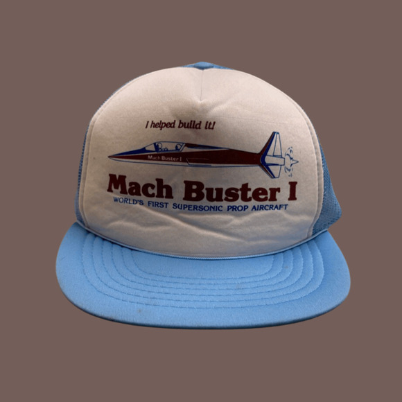 Mach Buster I Trucker Hat | Light Blue | Vintage 80s Snapback - Picture 1 of 3